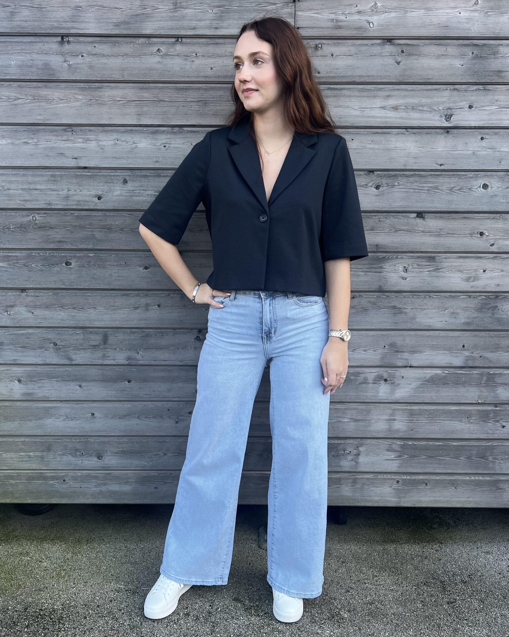 VESTE COURTE BLEU MARINE MANCHE 3/4 – Image 3