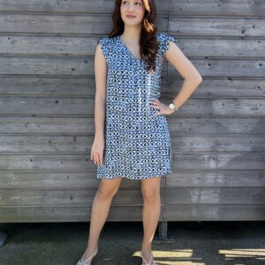 ROBE DROITE BLEU ET BLANCHE