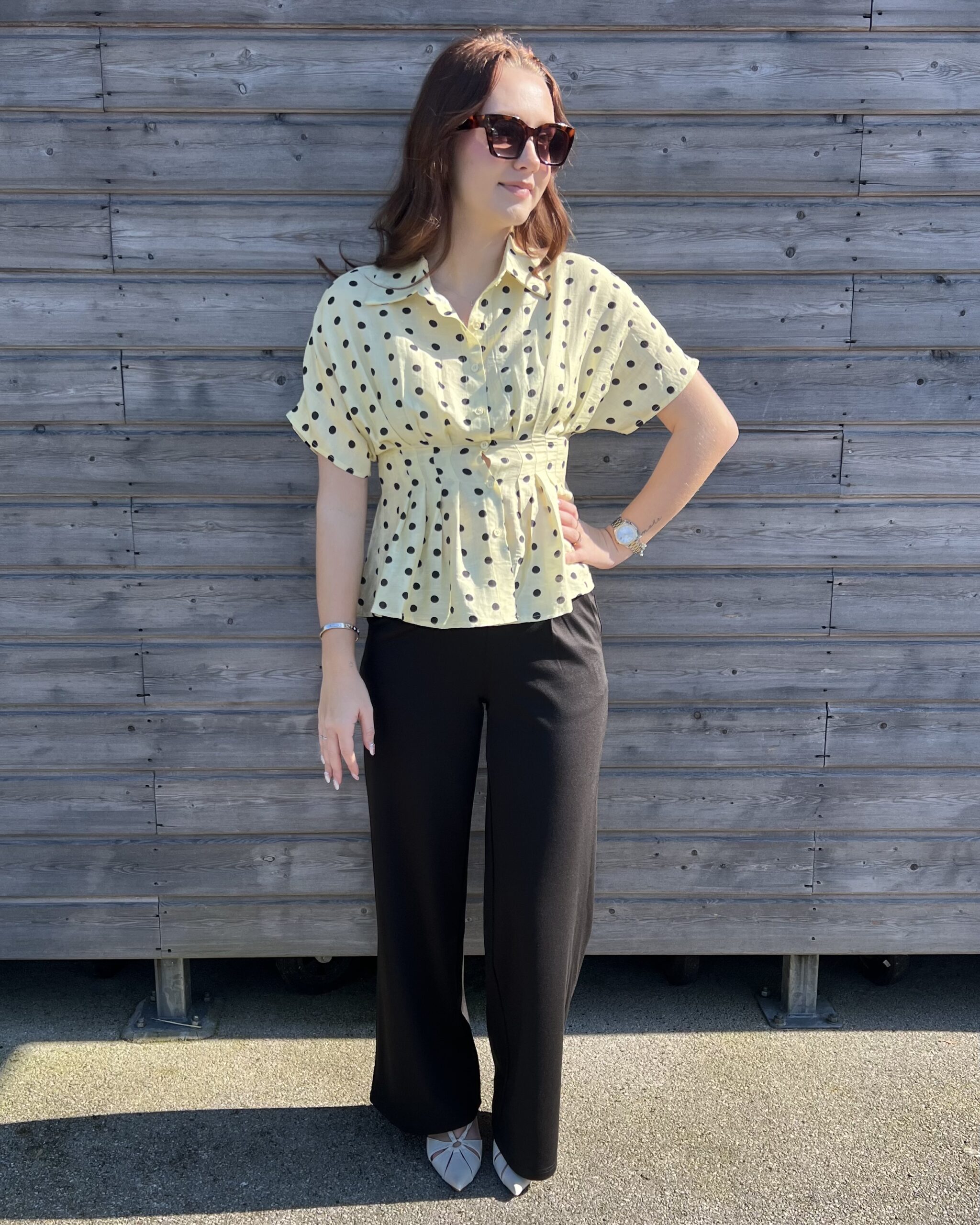 CHEMISE JAUNE À POIS NOIR – Image 2