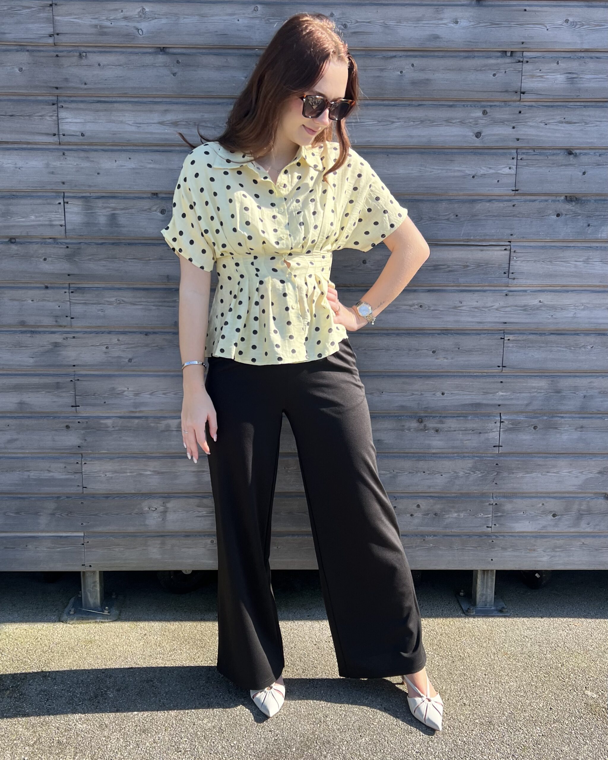 CHEMISE JAUNE À POIS NOIR – Image 3