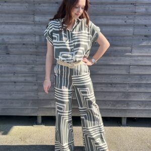 PANTALON DROIT KAKI ET BEIGE