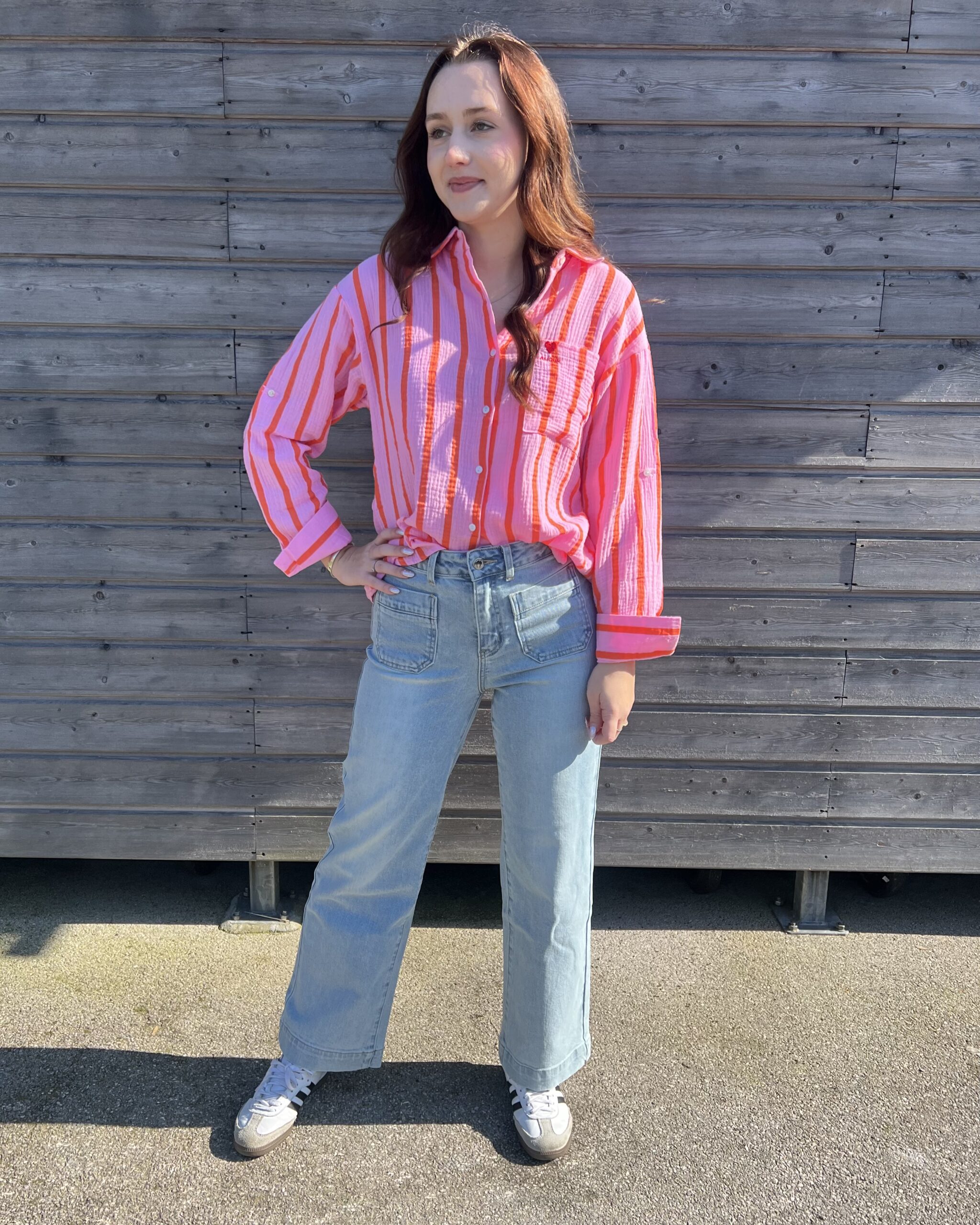 CHEMISE À RAYURE ROSE/ORANGE – Image 3