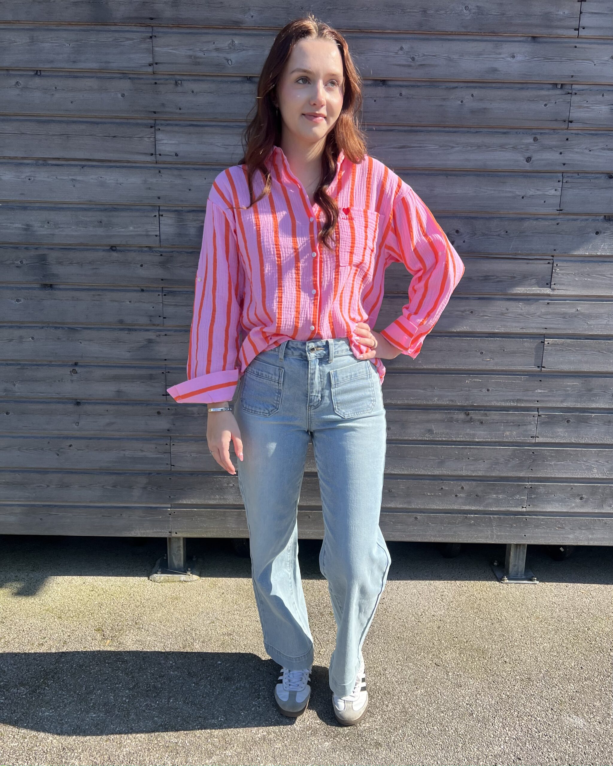 CHEMISE À RAYURE ROSE/ORANGE – Image 2