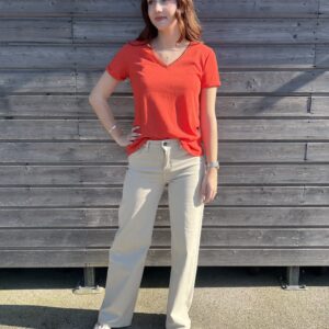 TEE-SHIRT ROUGE ENCOLURE LUREX