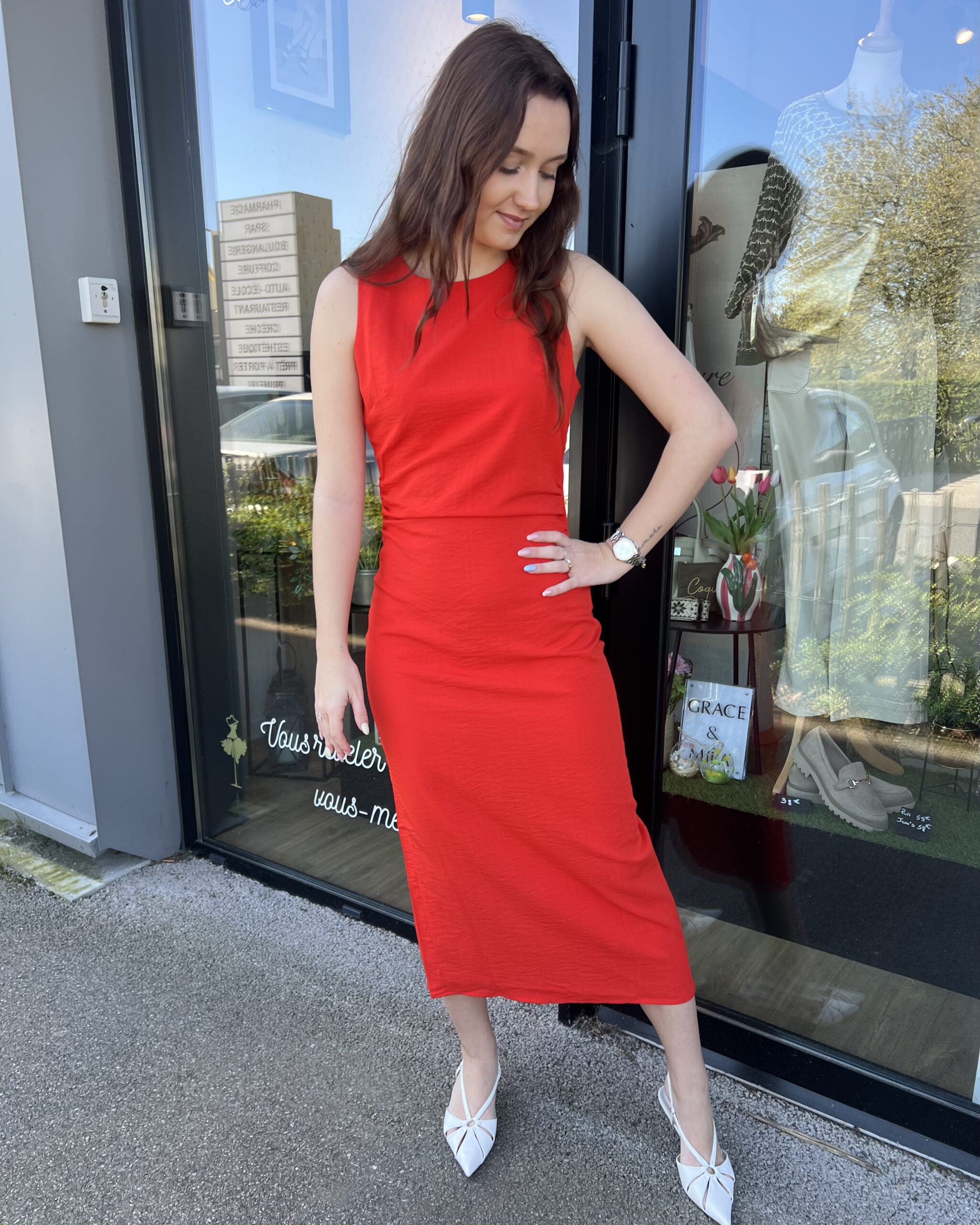 ROBE LONGUE ROUGE CORAIL – Image 3