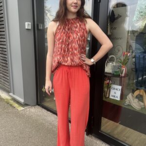 PANTALON FLUIDE ROUGE TAILLE ÉLASTIQUE