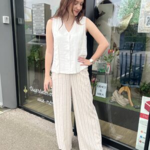 HAUT BLANC EN LIN SANS MANCHES