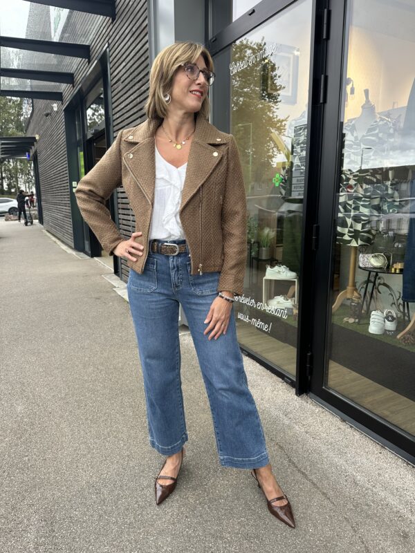 VESTE COURTE TWEED CAMEL – Image 2