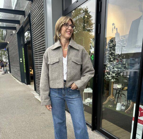 VESTE COURTE BOUCLETTE BEIGE