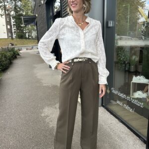 PANTALON LARGE PINCE VERT FORET