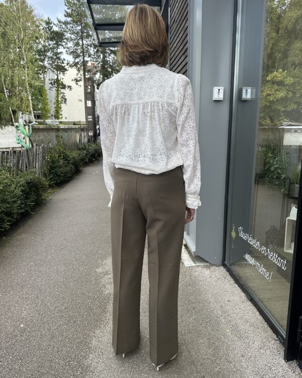PANTALON LARGE PINCE VERT FORET – Image 3