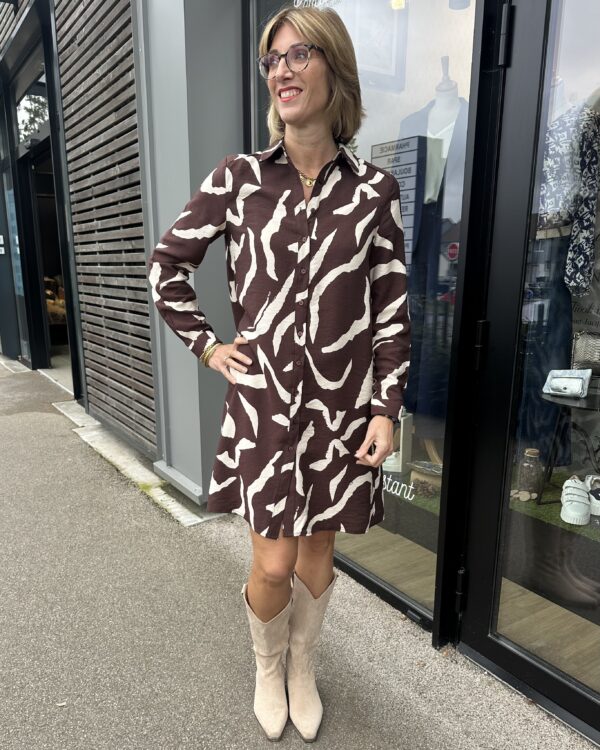 ROBE CHEMISE MARRON ET BEIGE – Image 2