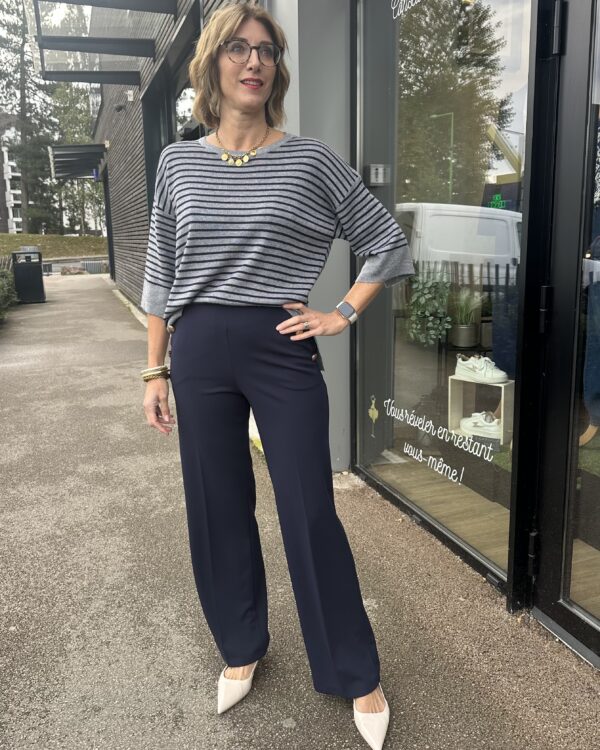 PULL MANCHE 3/4 GRIS CLAIR – Image 3