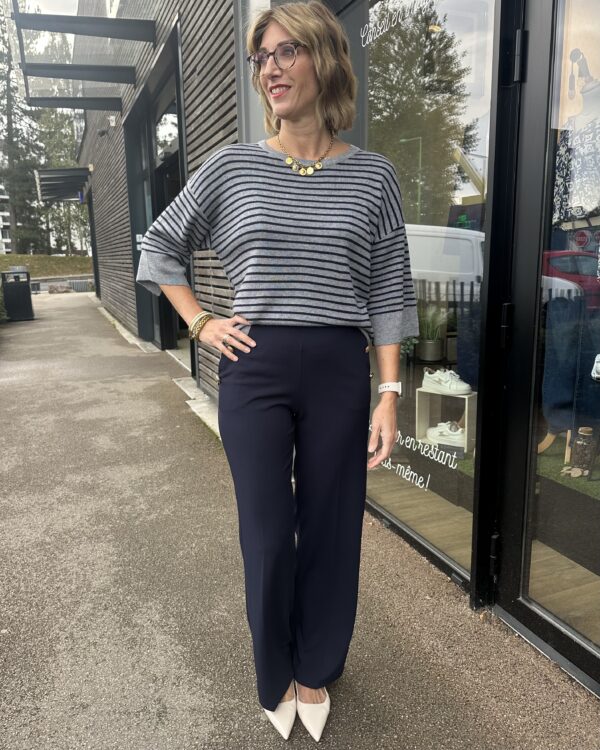 PULL MANCHE 3/4 GRIS CLAIR – Image 2
