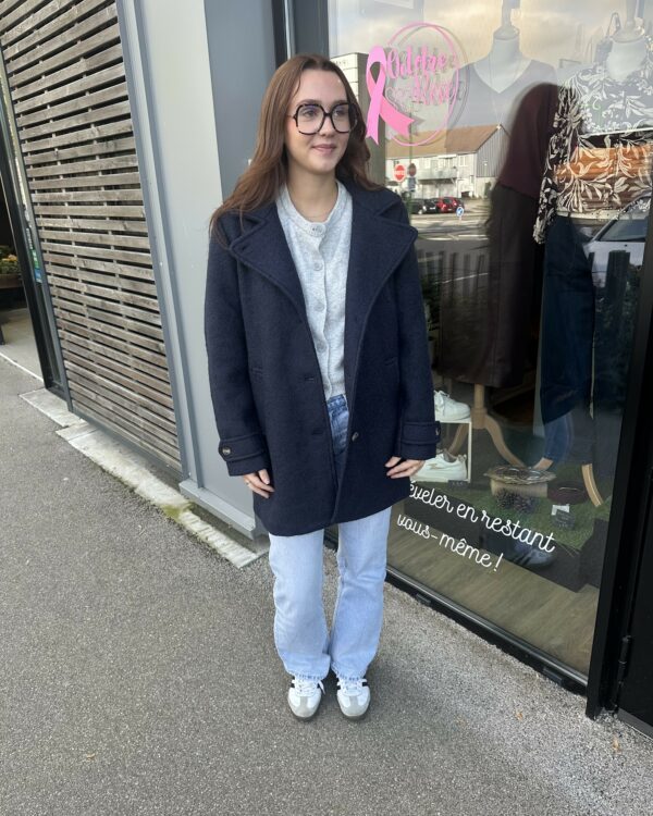 MANTEAU LAINE BLEU MARINE – Image 2