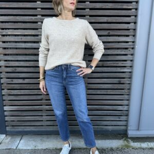 JEANS MOM 7/8 BLEU MEDIUM femme taille haute