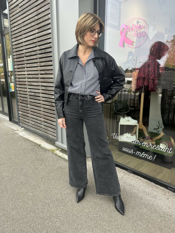 CHEMISE A RAYURES GRISE – Image 4