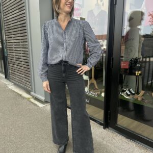 CHEMISE À RAYURES GRISE femme chic