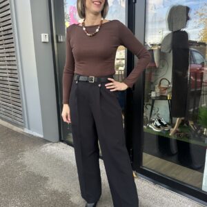 PANTALON HABILLÉ PINCE NOIR femme chic