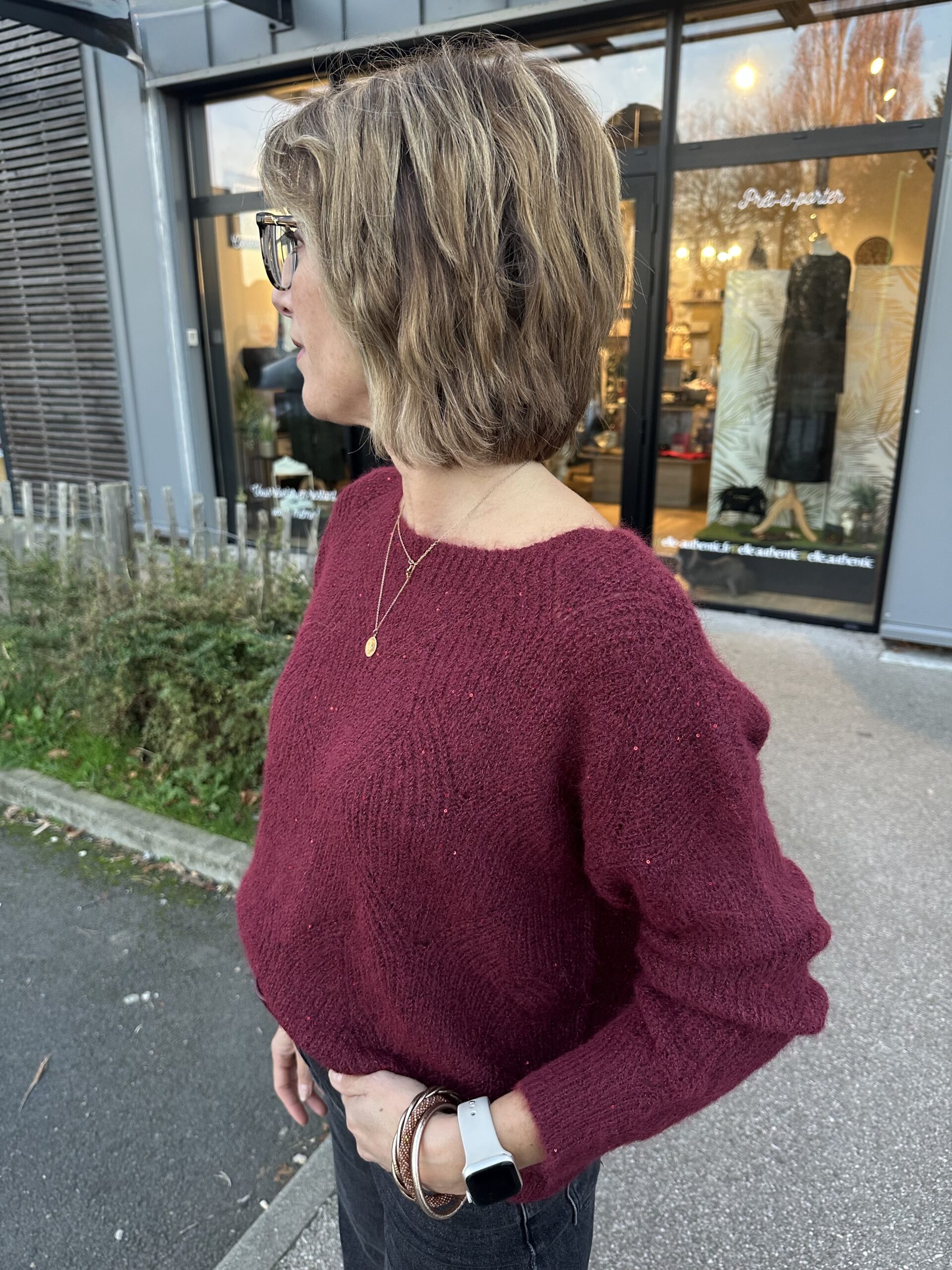 PULL BORDEAUX SEQUINS – Image 3