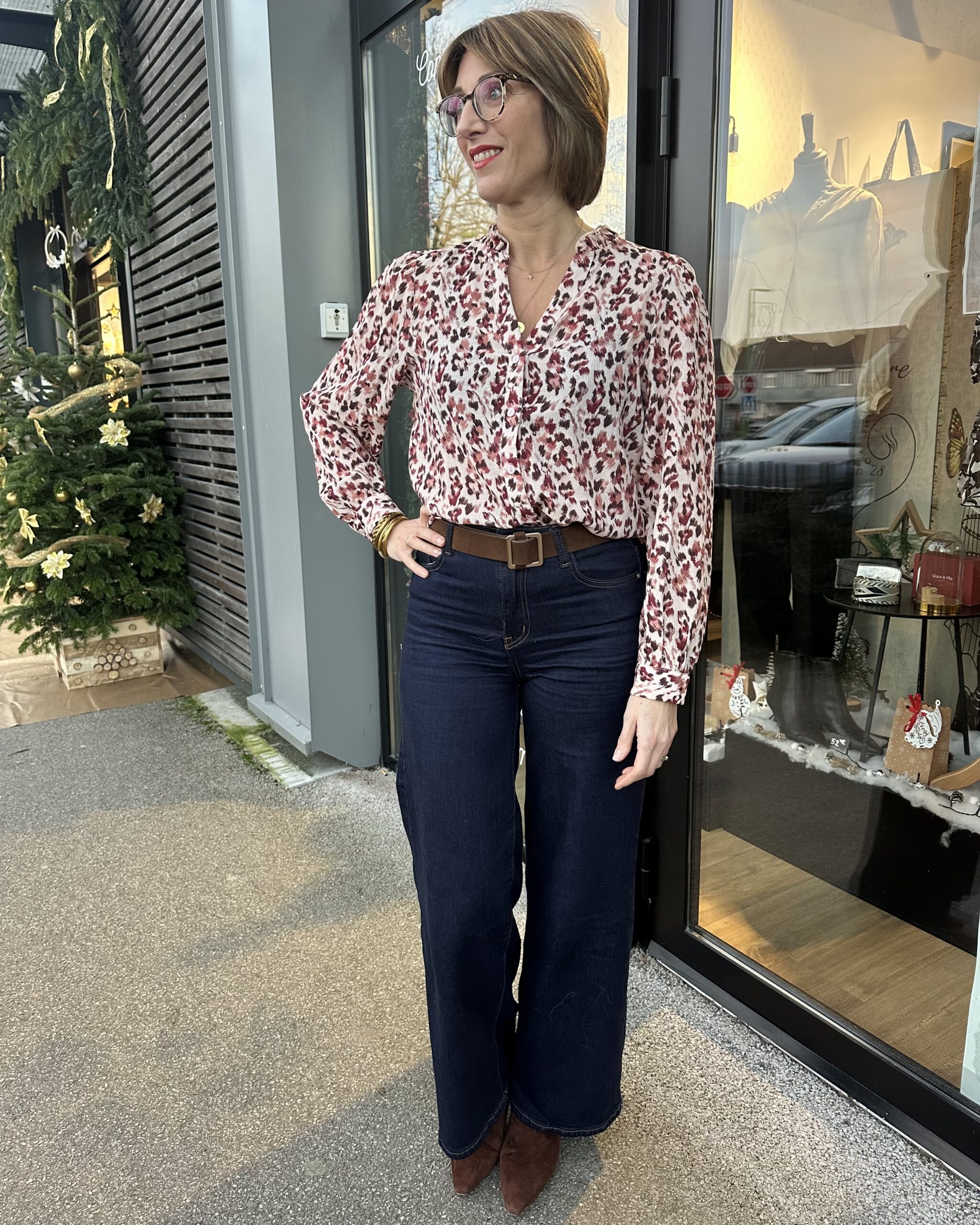 CHEMISIER IMPRIMÉ BORDEAUX