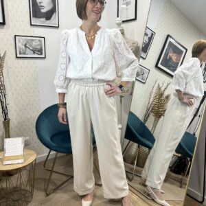 pantalon écru taille élastique