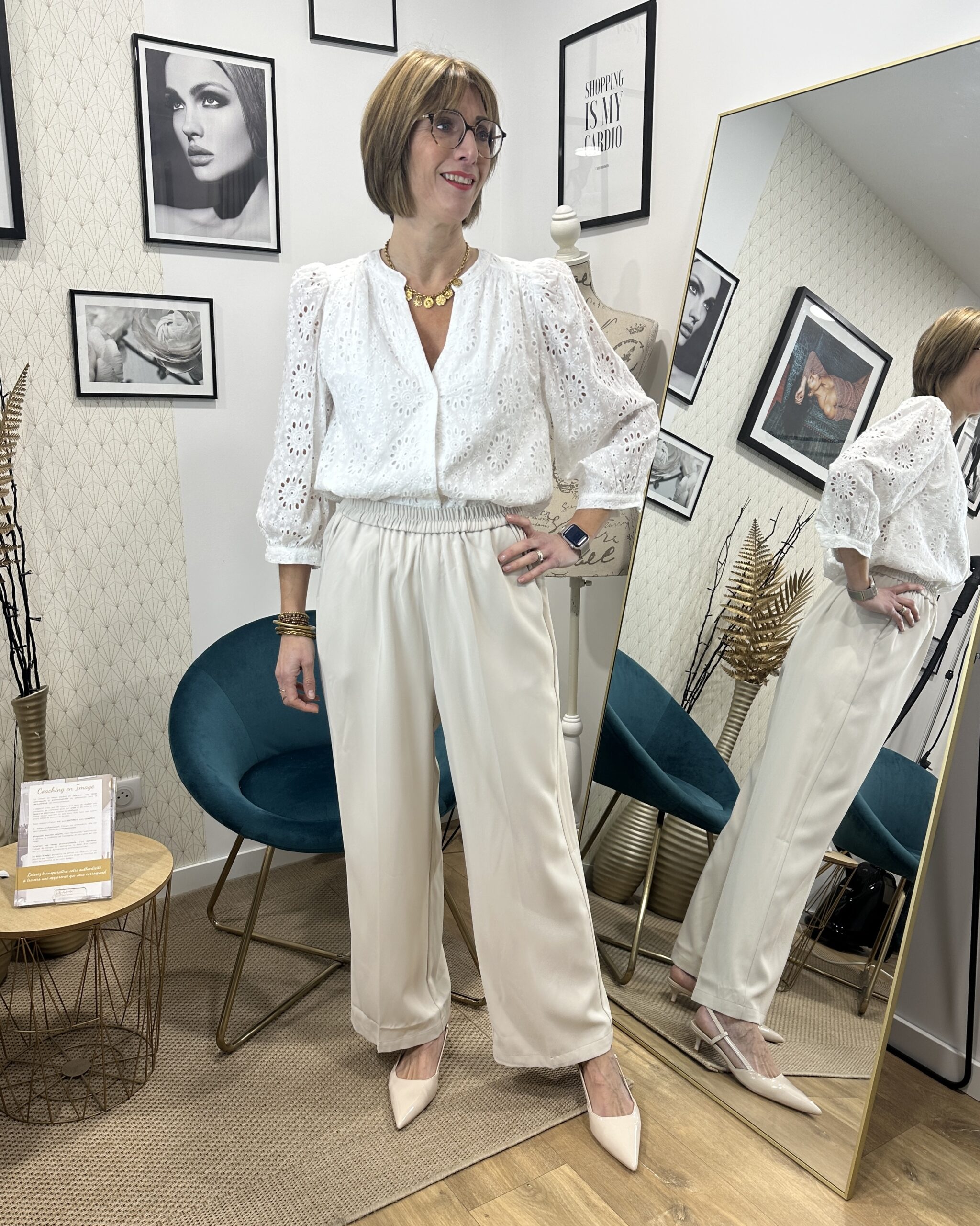 pantalon écru taille élastique