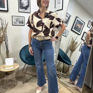 chemisier géométrique chocolat