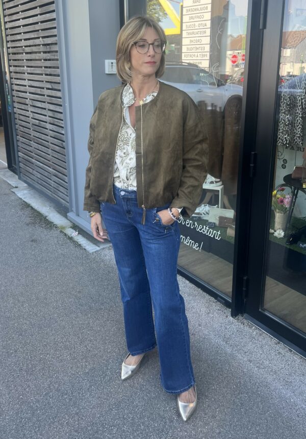 VESTE SUEDINE KAKI ZIP – Image 4