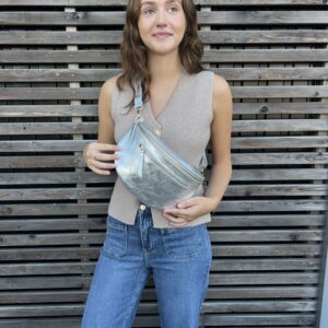 Sac banane argenté