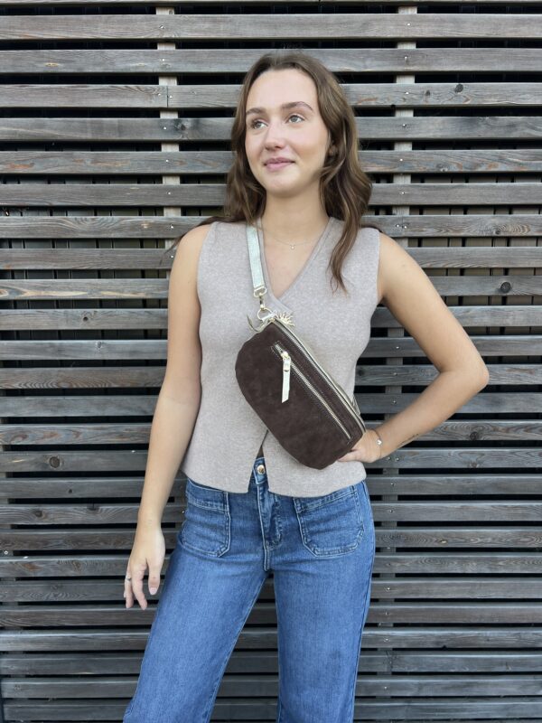 SAC BANANE MARRON ET DORÉ