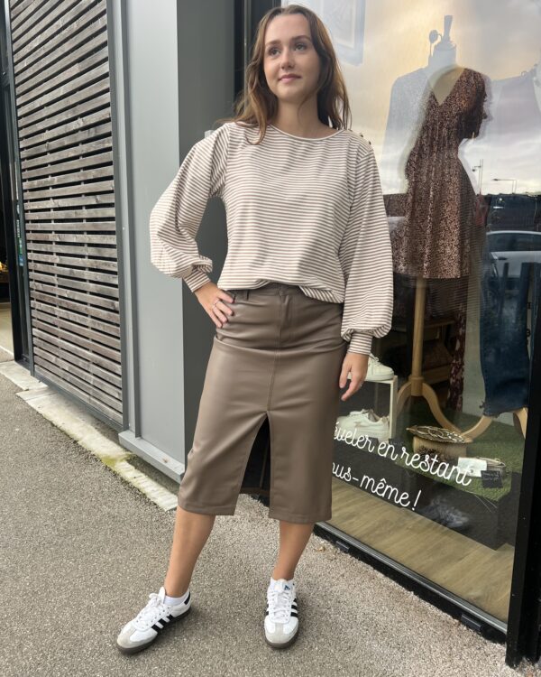 JUPE LONGUE SIMILI TAUPE