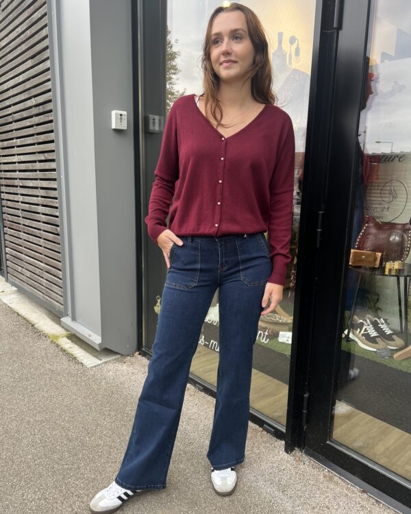 GILET BORDEAUX BOUTON – Image 2