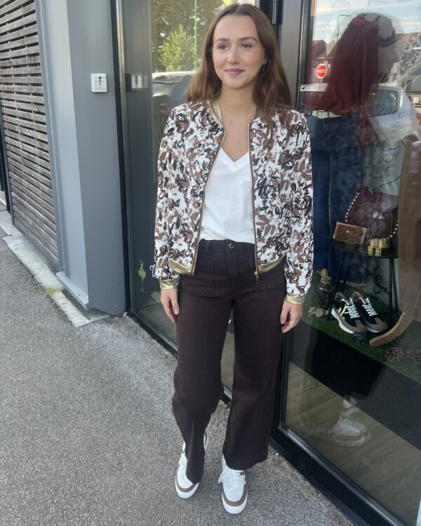 BOMBER MARRON MOTIF TACHETÉ – Image 3