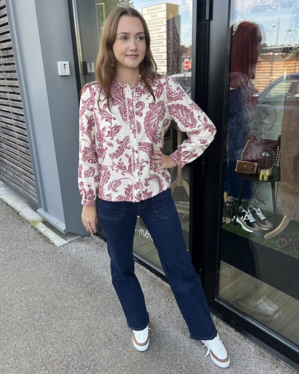 BLOUSE ÉCRU ET BORDEAUX