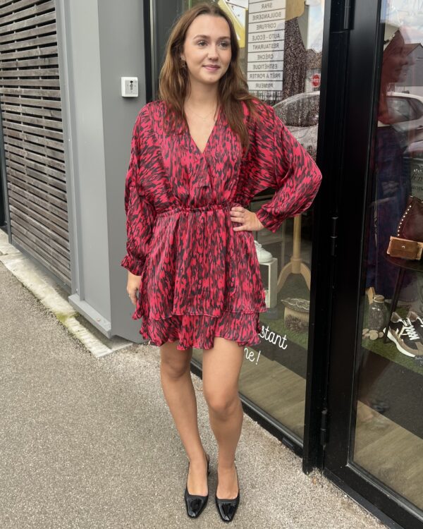 ROBE COURTE IMPRIMÉ ROUGE – Image 2