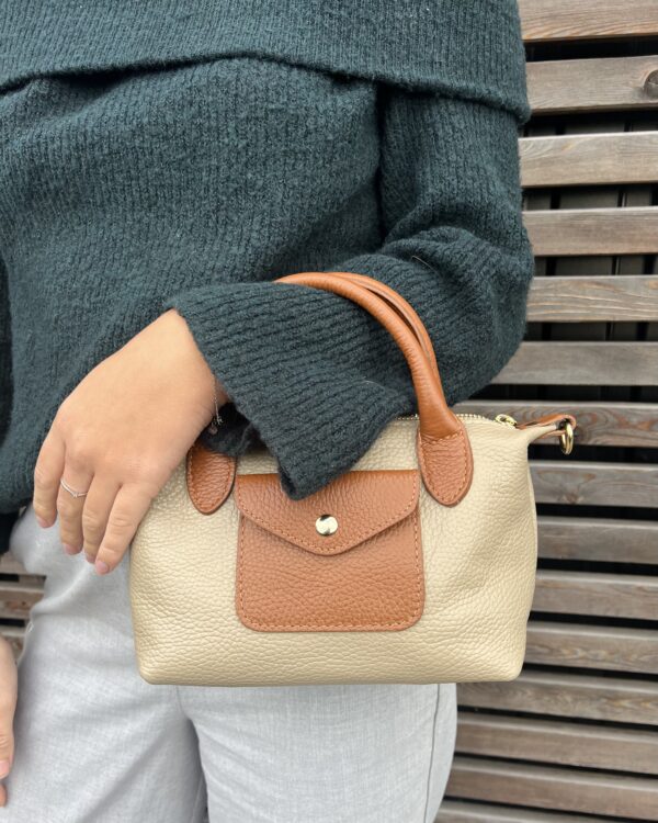 SAC PETIT MODÈLE TAUPE ET MARRON – Image 2