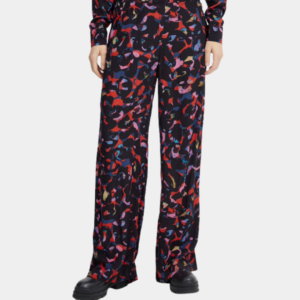 Pantalon large fluide. Coupe droite, un peu long. Taille haute sans fermeture éclair